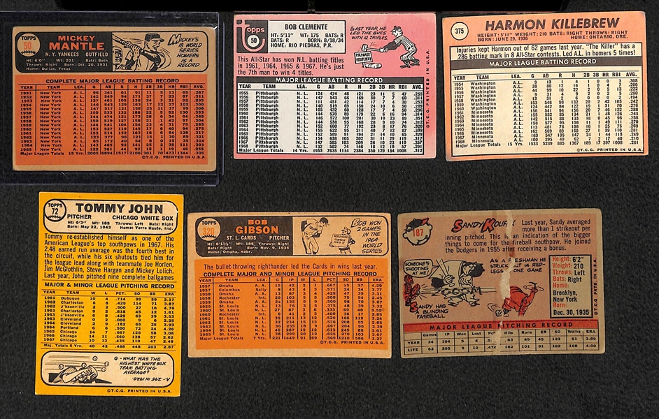 Lot of 48 Topps Baseball Cards from 1957-1969 w. 1966 Mickey Mantle